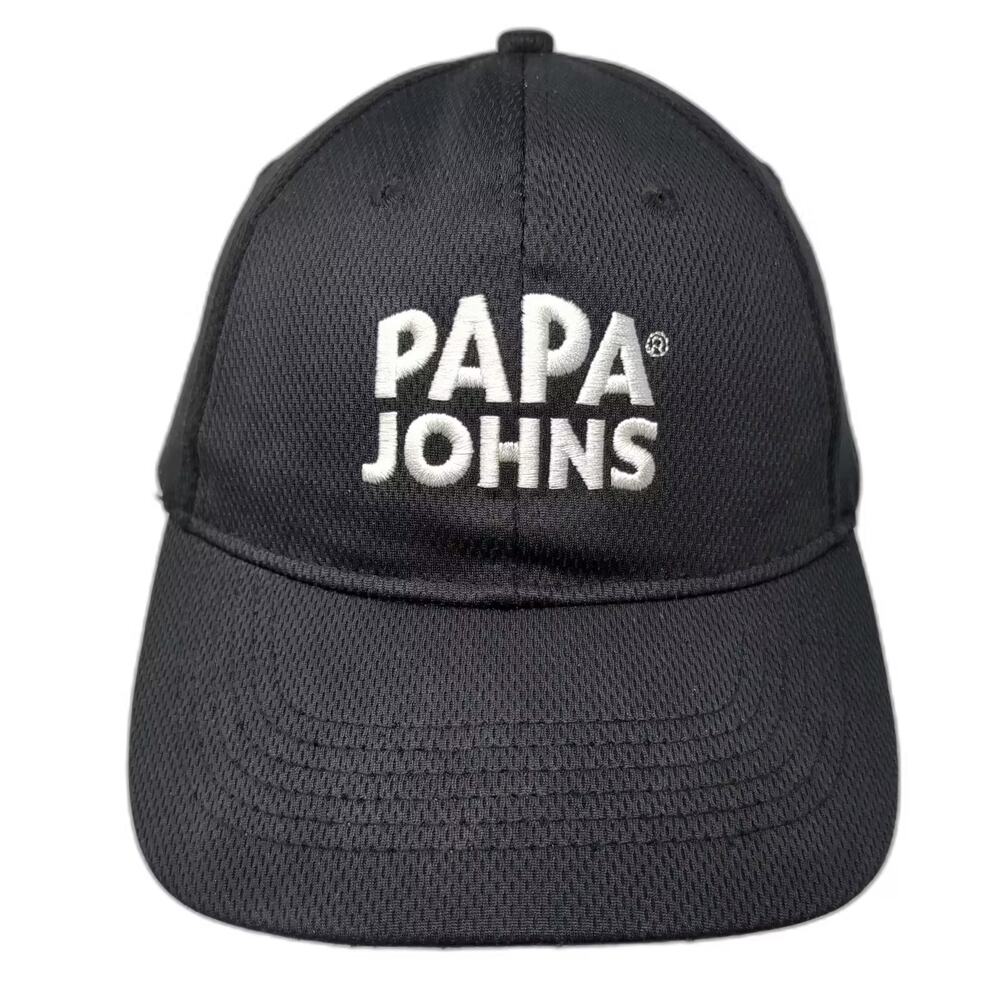 Papa Johns Baseball Cap Black White OS Strapback Embroidered Sustainable Hat